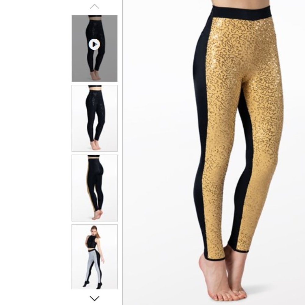 NEW! Balera Sequin Performance Leggings - Gold - Large Girls